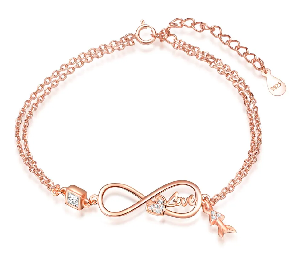 Infinionly Fashion bracciale infinito rose gold argento 925