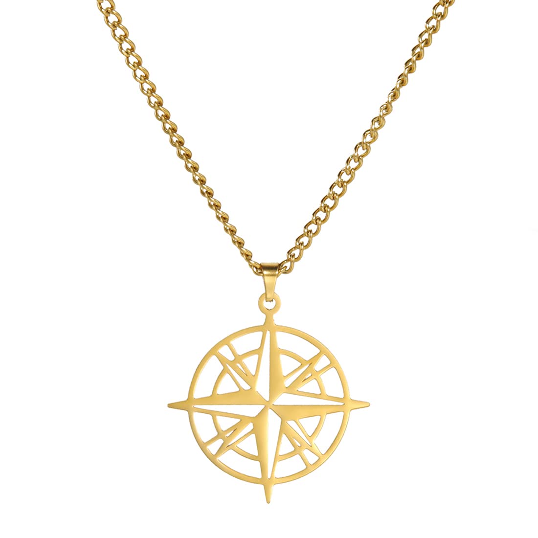 EUEAVAN Necklaces collana bussola argento acciaio uomo