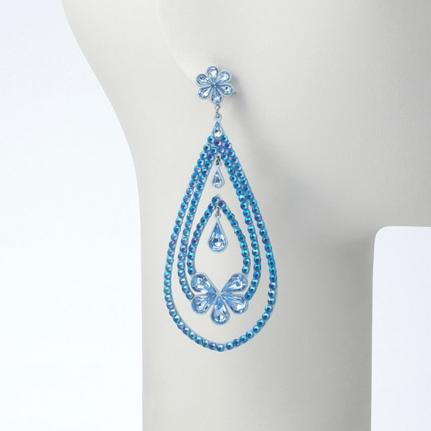 Chic Ad Hoc Orecchini Vistosi Strass Azzurro