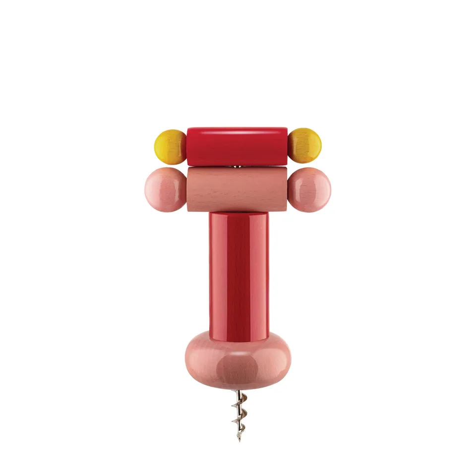 Alessi ES17 2 Cavatappi Legno Faggio Rosso Giallo Rosa