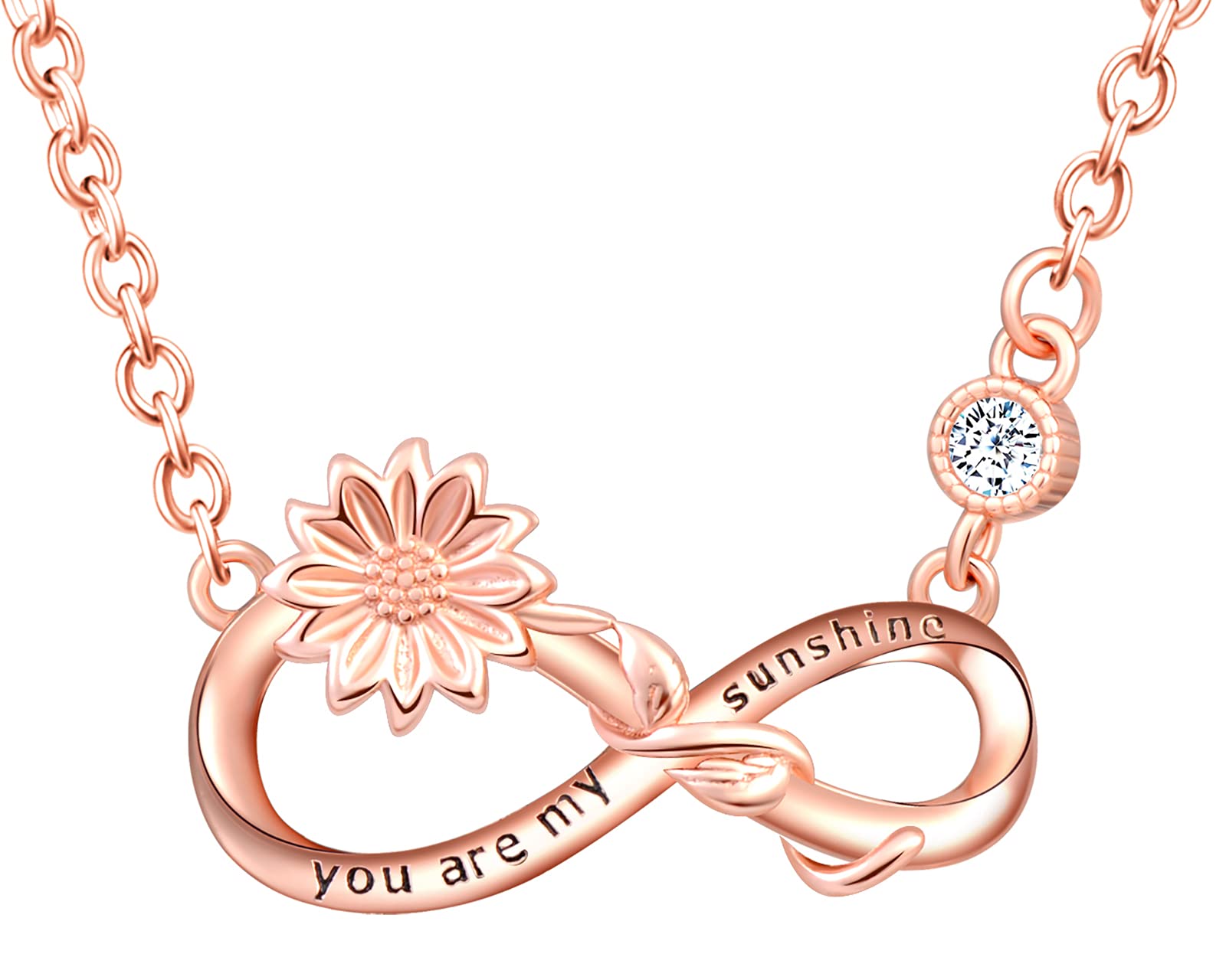 INFINIONLY Collana infinito girasole oro rosa argento
