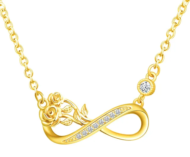 INFINIONLY Collana Infinito Rosa Collana Oro Variante C Zirconi