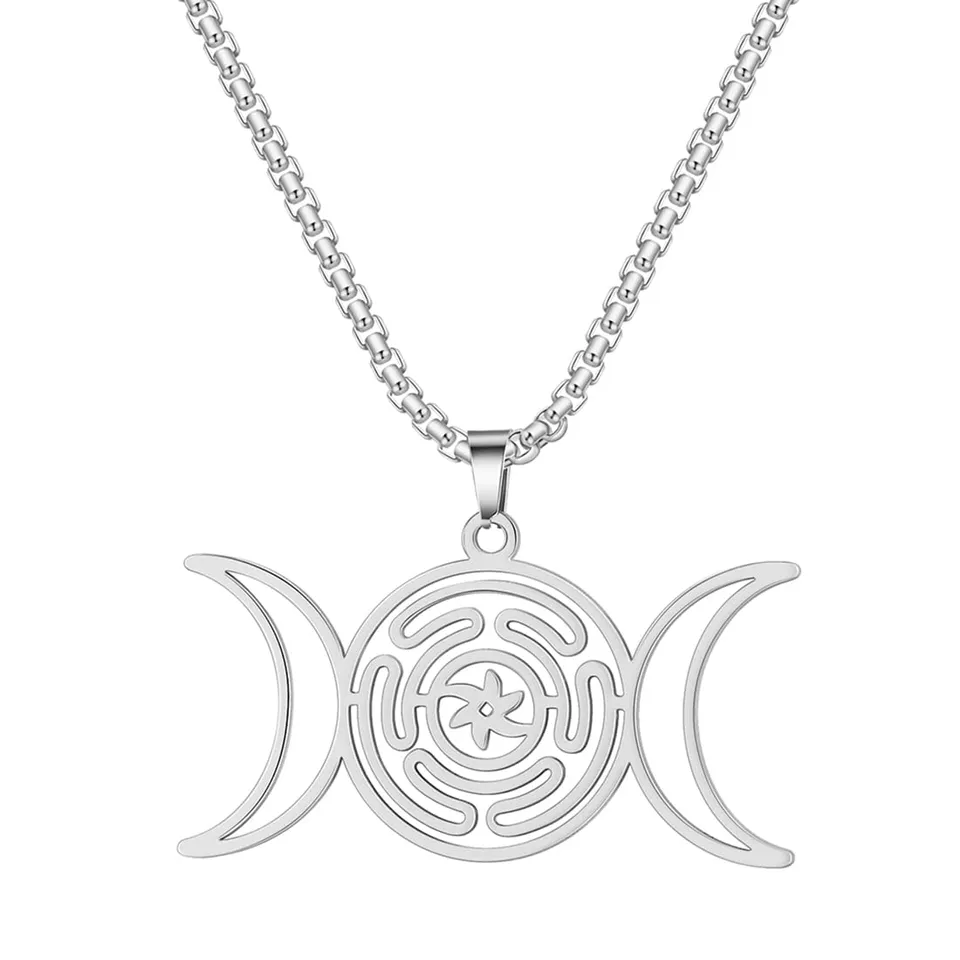 EUEAVAN collana ruota di Ecate argento amuleto wiccan