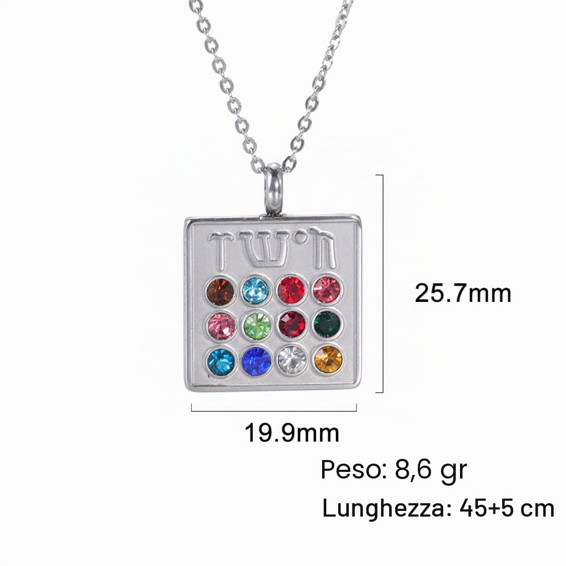 Eueavan Collana 12 Tribù Israele Hoshen Argento