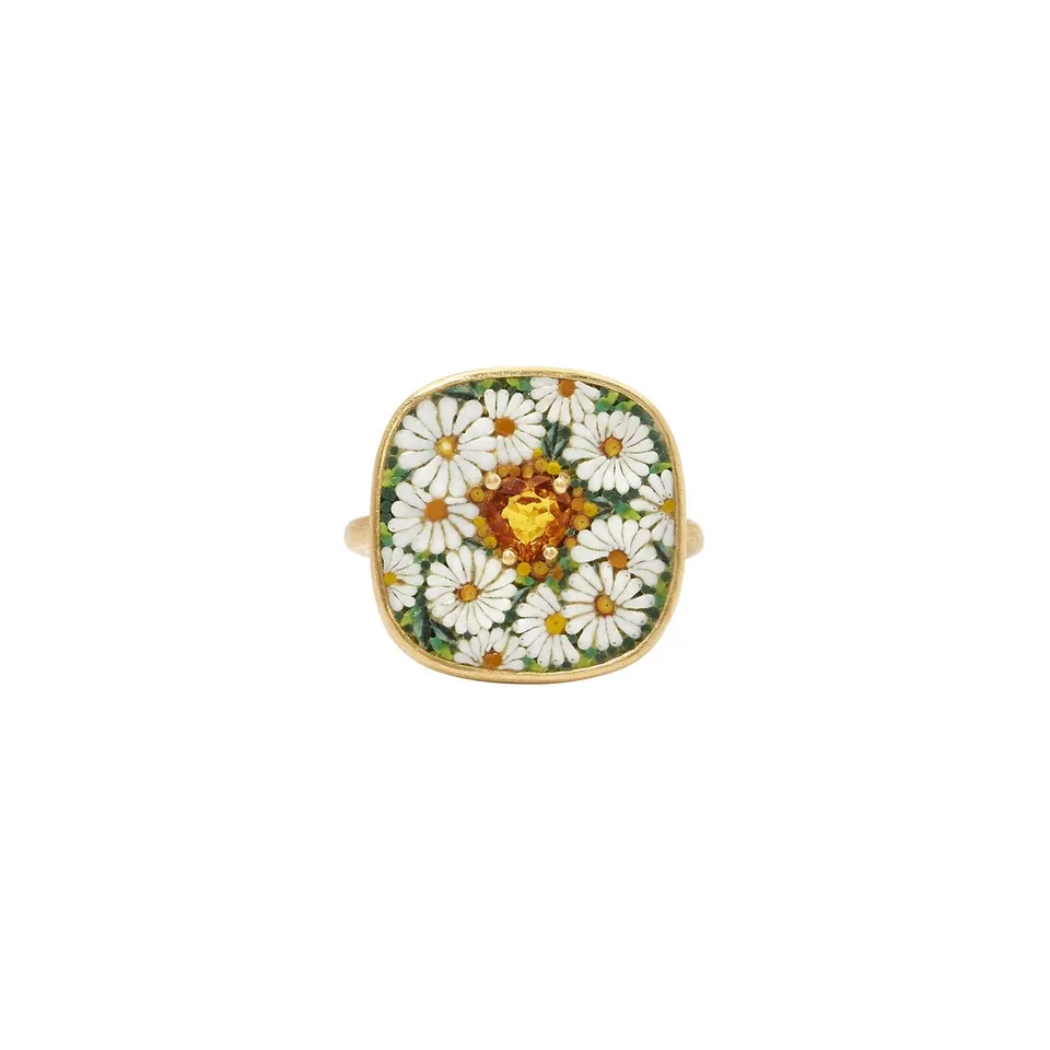 Le Sibille Daisy Ring anello oro giallo zaffiro