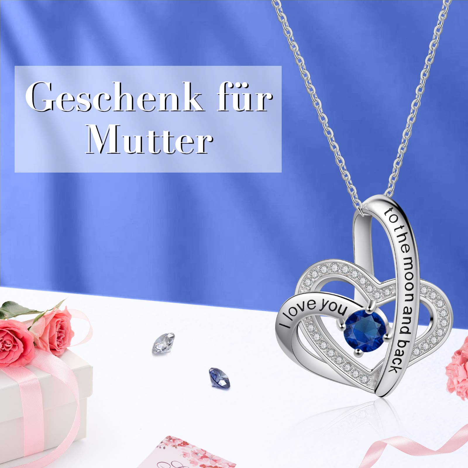 Jessemade Gioielli collana cuore argento 925 birthstone regolabile