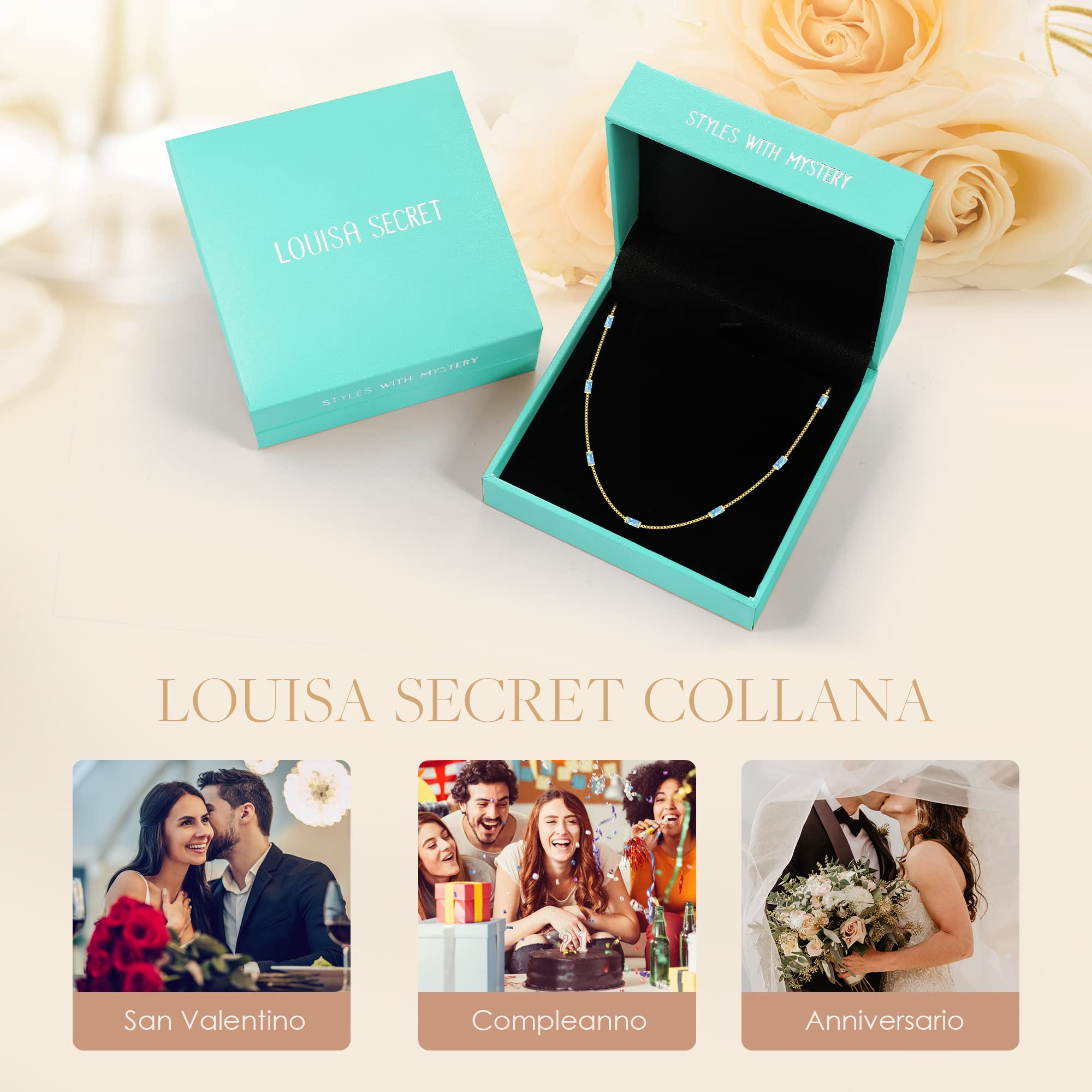 Louisa Secret Necklaces Collana Baguette Zirconi Argento 925 Oro