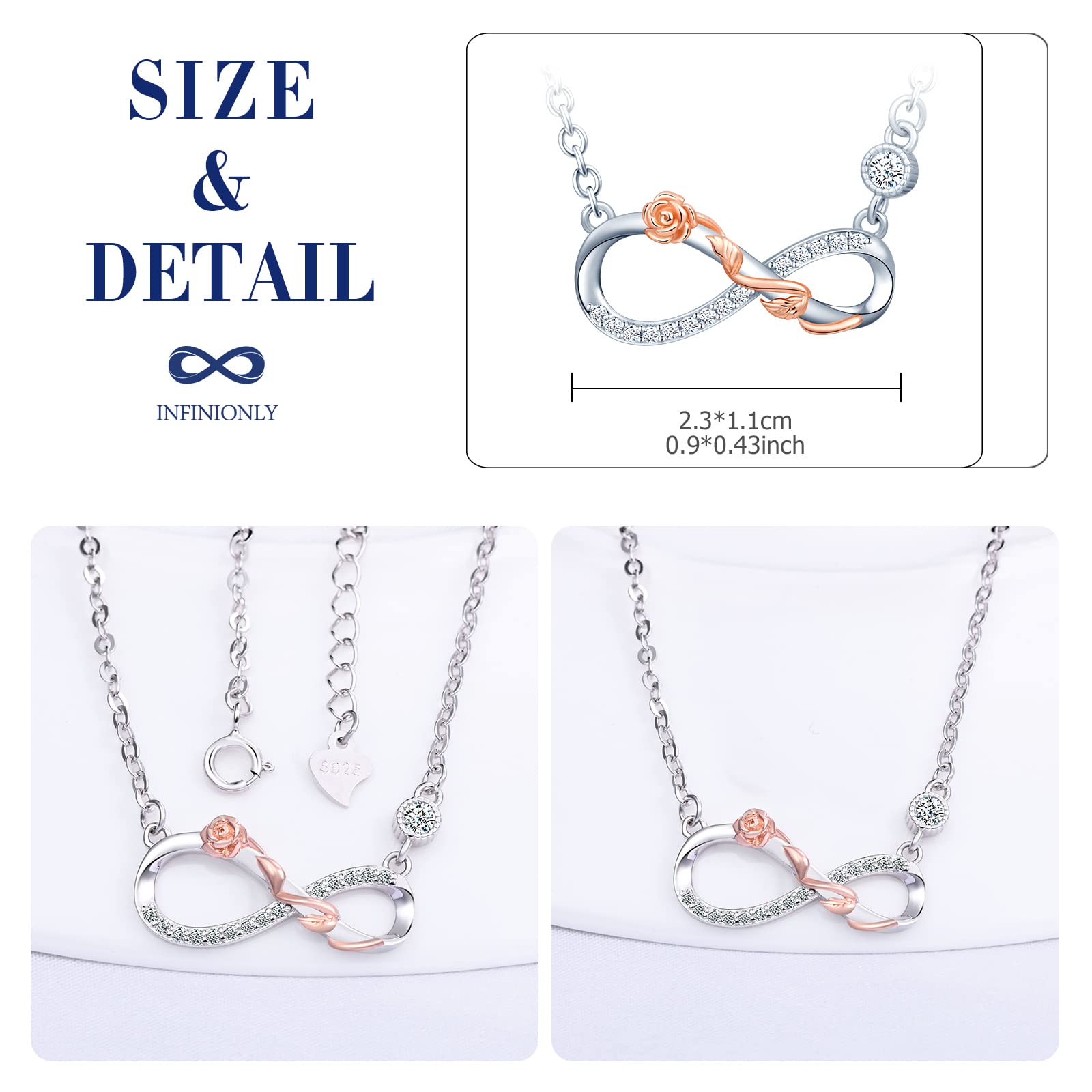 INFINIONLY Fashion Necklaces collana bicolore infinito rosa