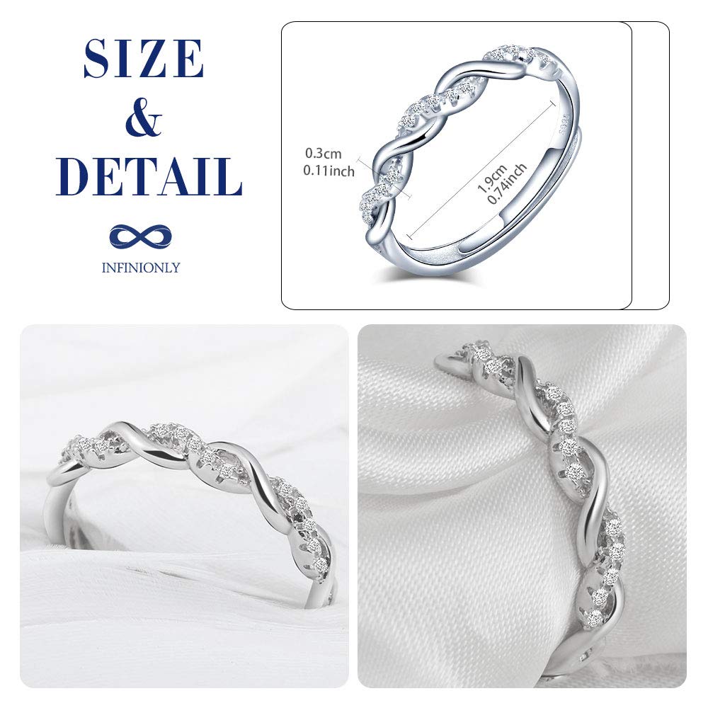INFINIONLY Fashion Rings Anello Infinito Argento 925 Regolabile