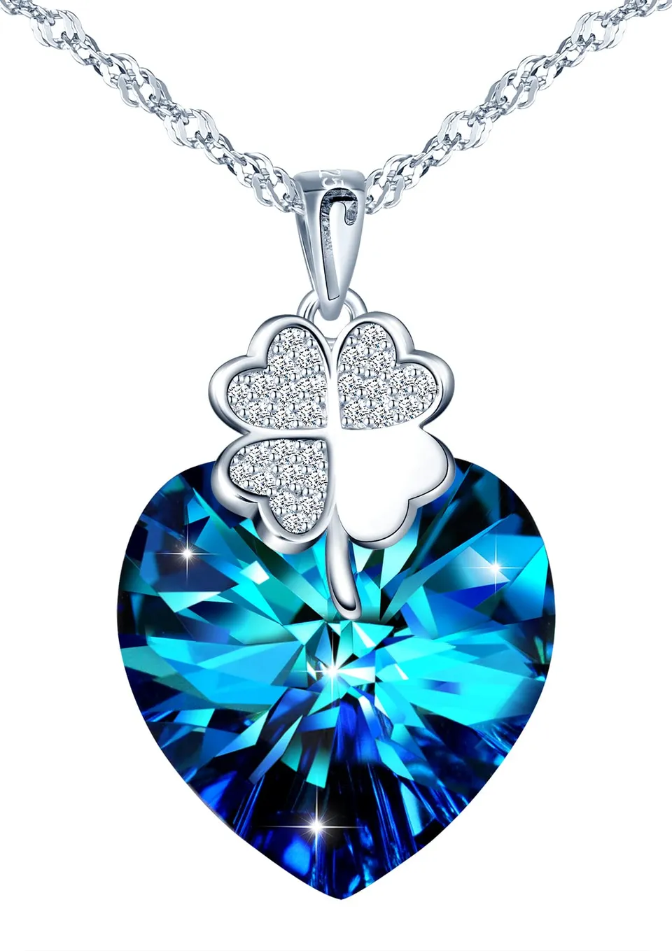 INFINIONLY Fashion Necklaces collana cuore blu oceano 45 cm