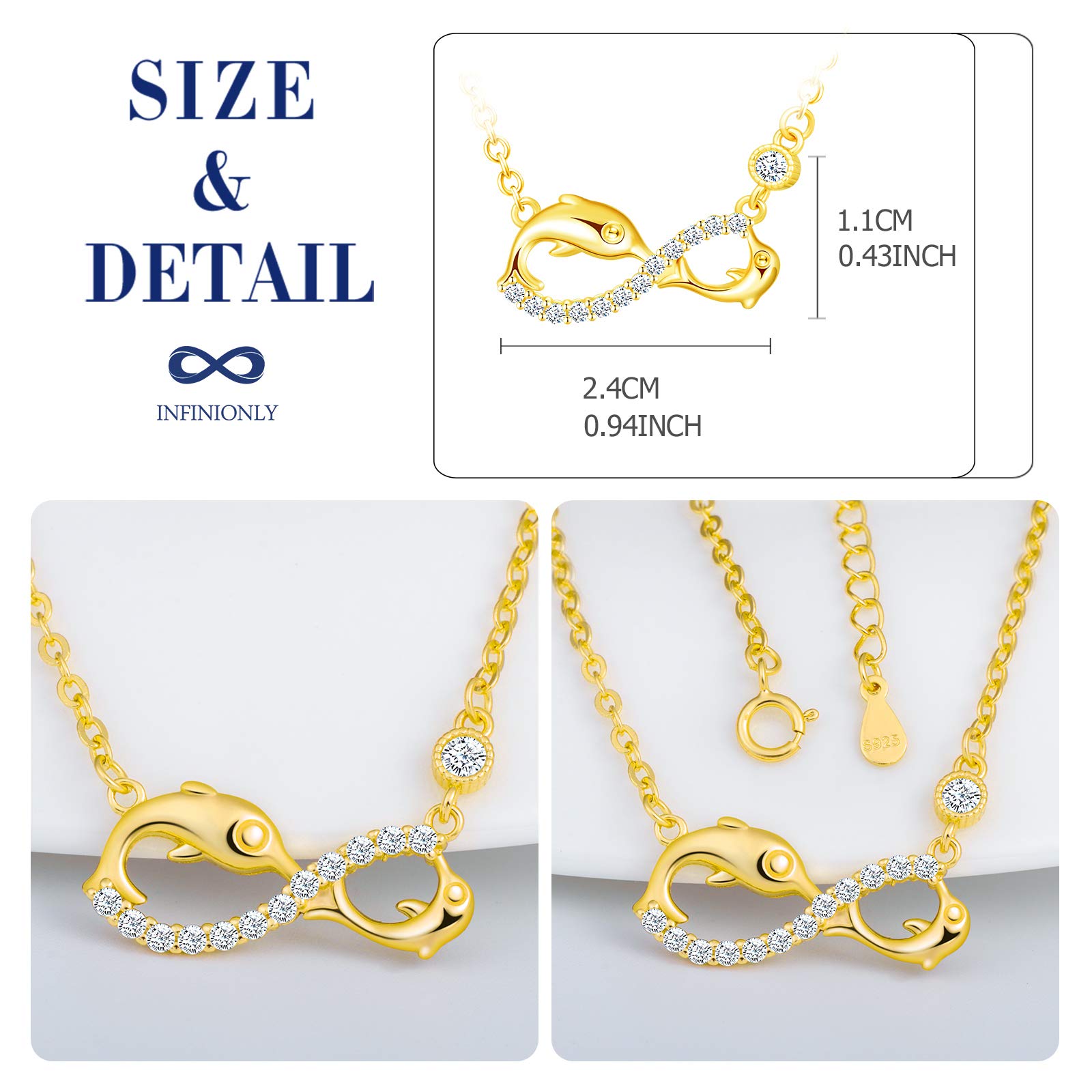 Infinionly Collana Oro Infinito Argento 925 Zirconia