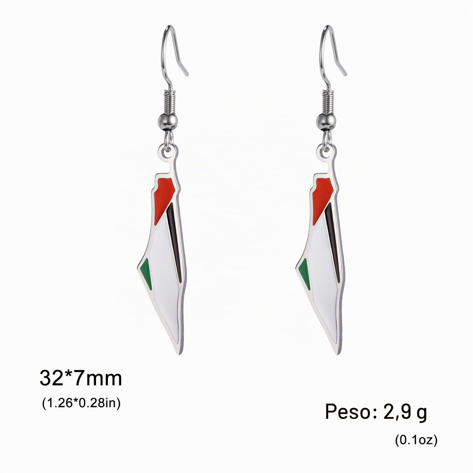 EUEAVAN Palestina Mappa Orecchini Pendenti Argento Bandiera