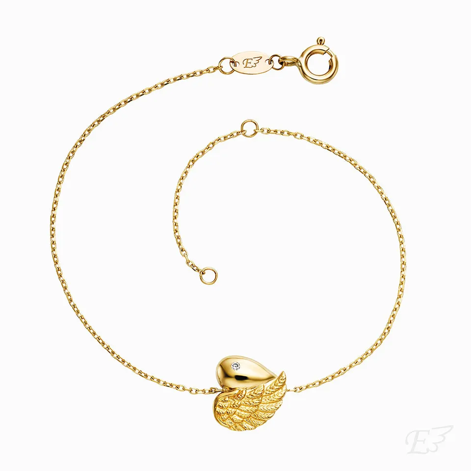 Engelsrufer Herzflügel bracciale oro 375 cuore diamante
