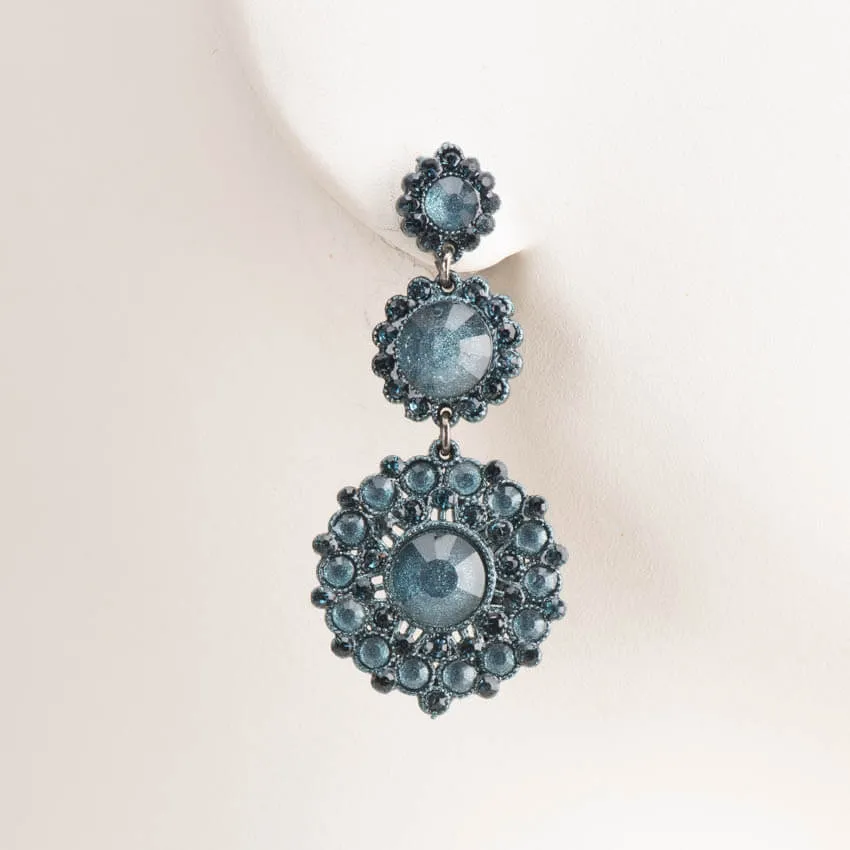 Chic Ad Hoc Orecchini perno fiore cristalli blu denim