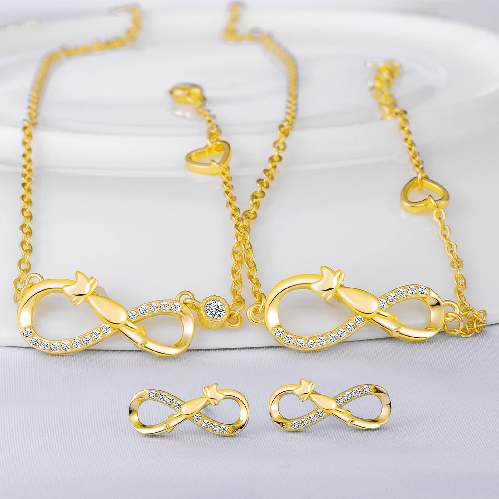 INFINIONLY Fashion Parure C Infinito Gatto Argento 925