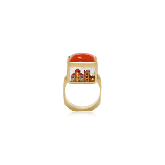 Le Sibille Anelli Cubo anello oro corallo rosso