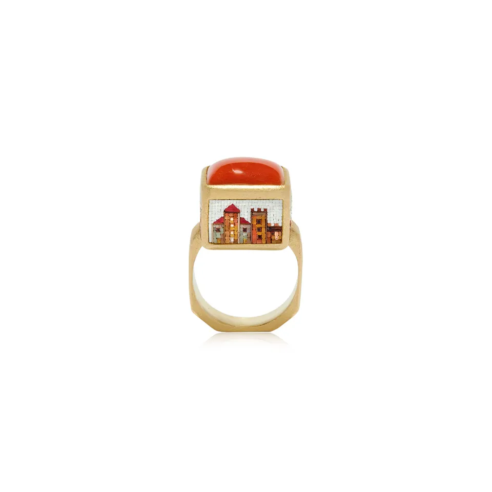 Le Sibille Anelli Cubo anello oro corallo rosso