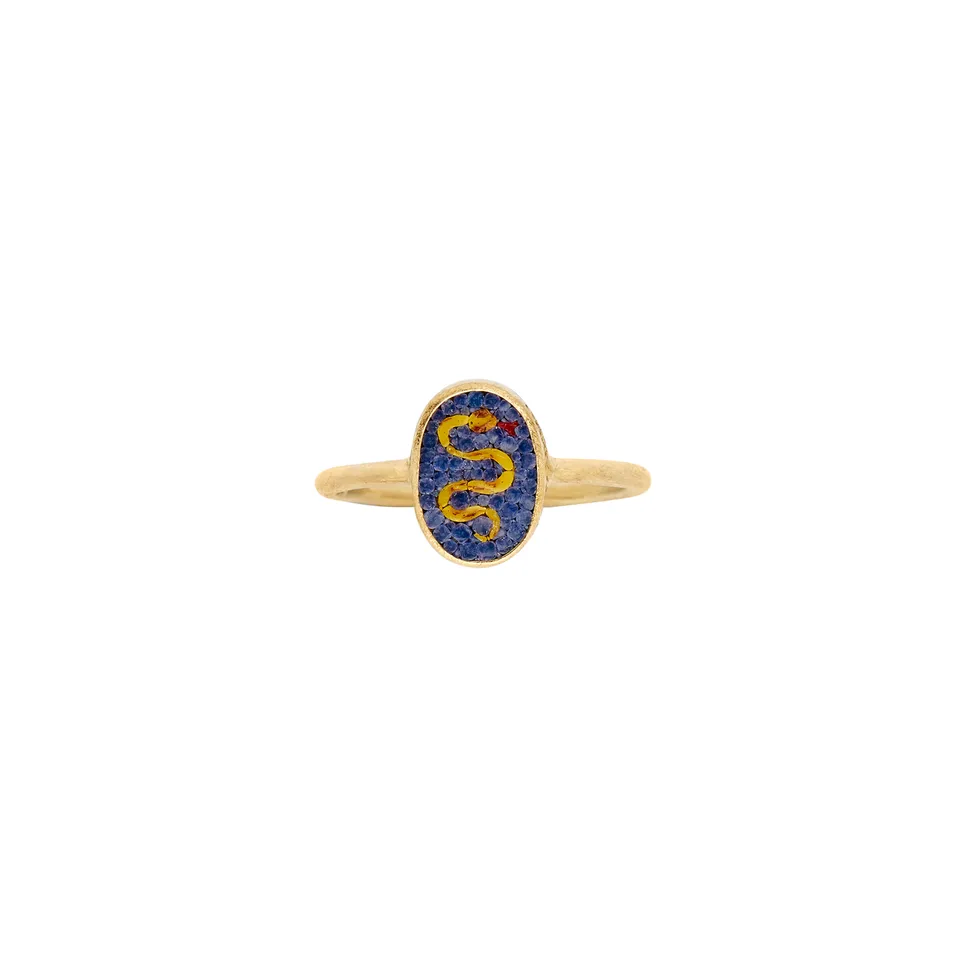 Le Sibille Anelli Serpente Ring anello oro blu