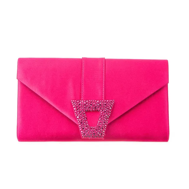 Chic Ad Hoc Borse pochette busta satin strass fuxia