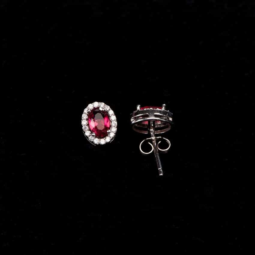 Chic Ad Hoc Orecchini argento punto luce rossi ovali