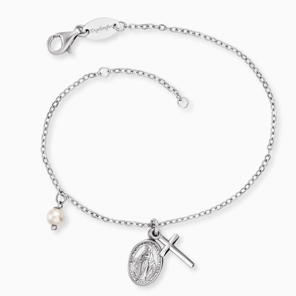 Engelsrufer Maria Bracciale Argento 925 Croce con Perla