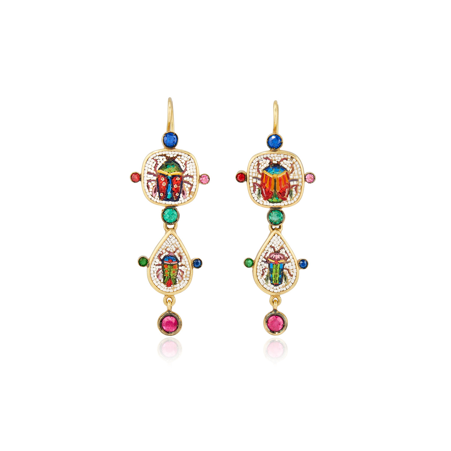 Le Sibille Shiva orecchini oro 18ct rubini smeraldi
