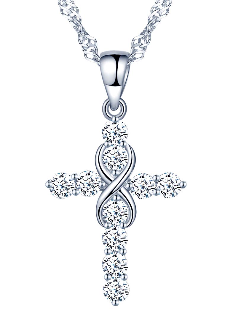 INFINIONLY Fashion Collana Argento 925 Silver Croce Infinito Zircone