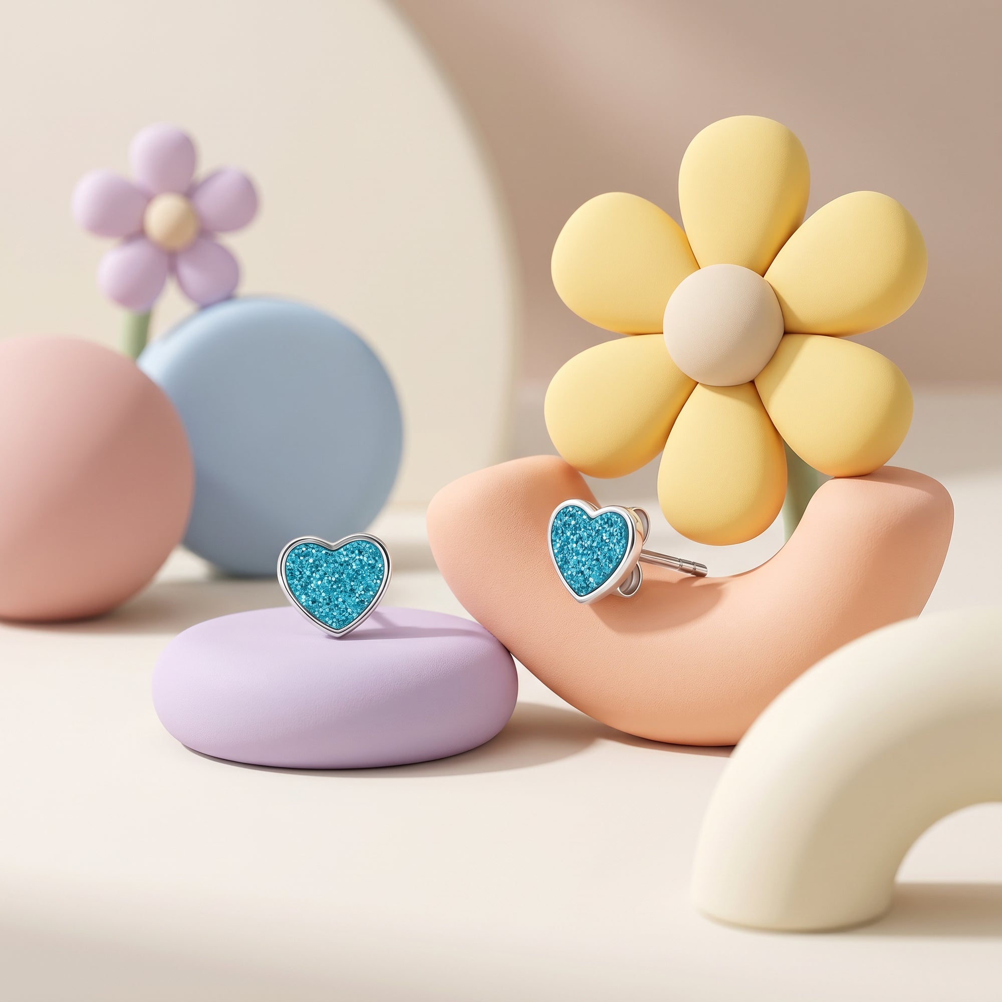 Engelsrufer Kinder Orecchini acciaio cuore blu smalto