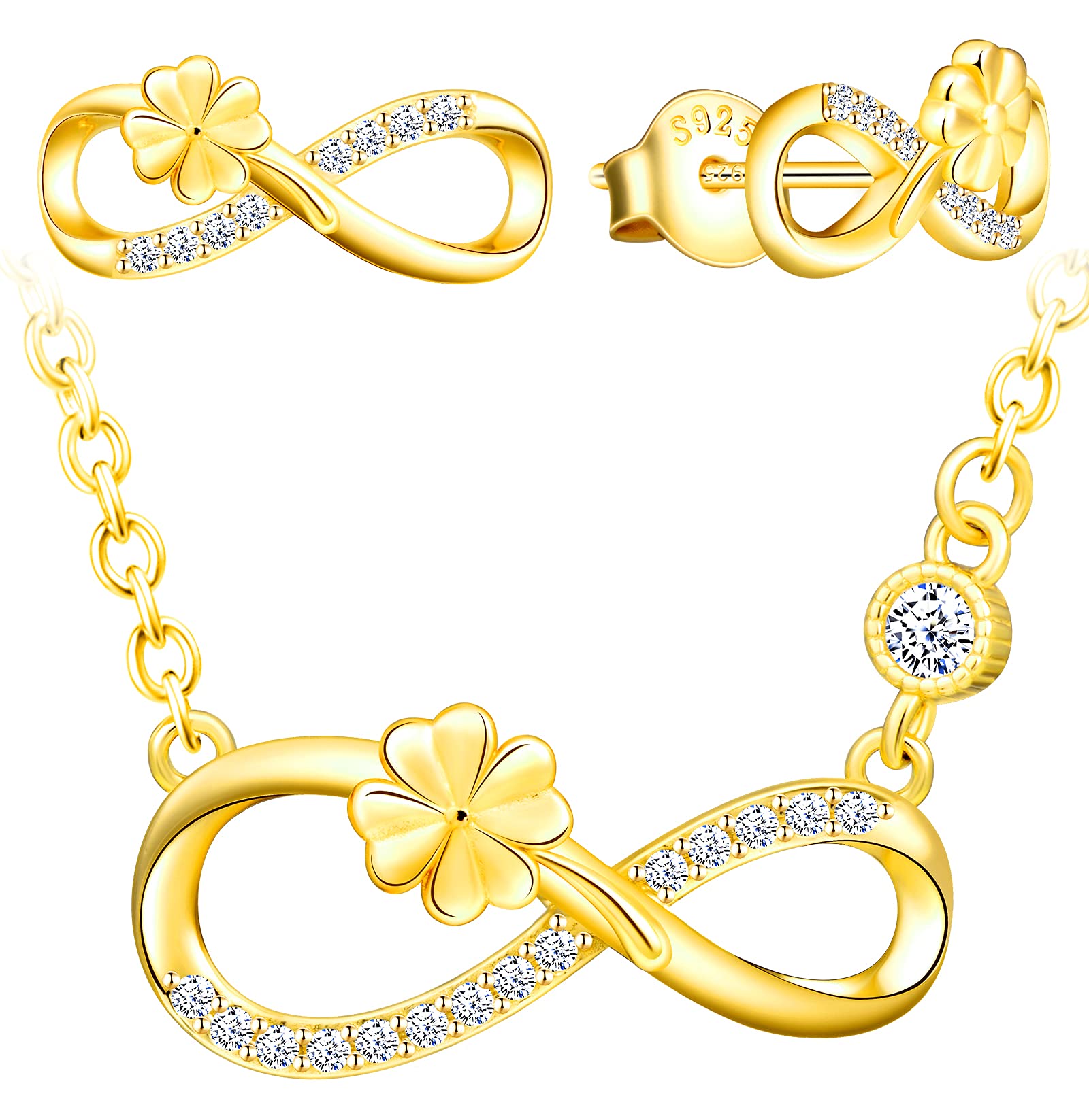 INFINIONLY Fashion Parure C Infinito Trifoglio Argento Oro
