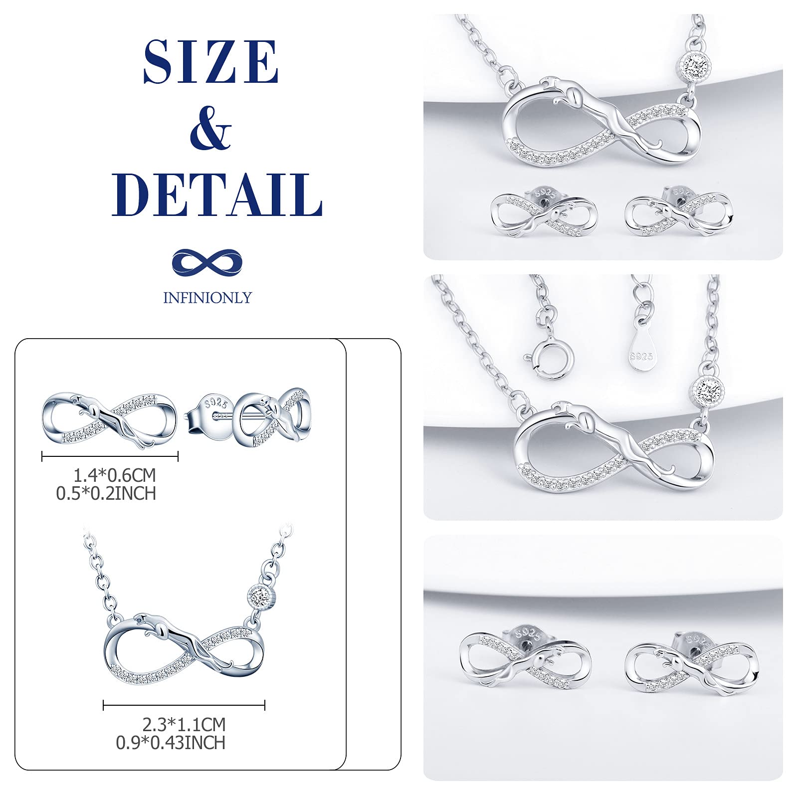 INFINIONLY Fashion Necklaces parure collana orecchini leopardo silver