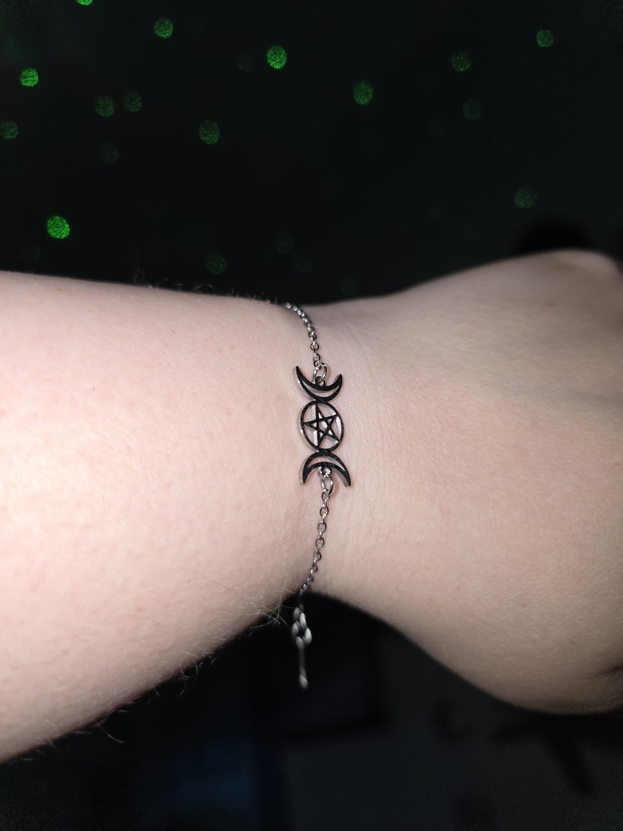 EUEAVAN Tripla Luna bracciale acciaio argento amuleto