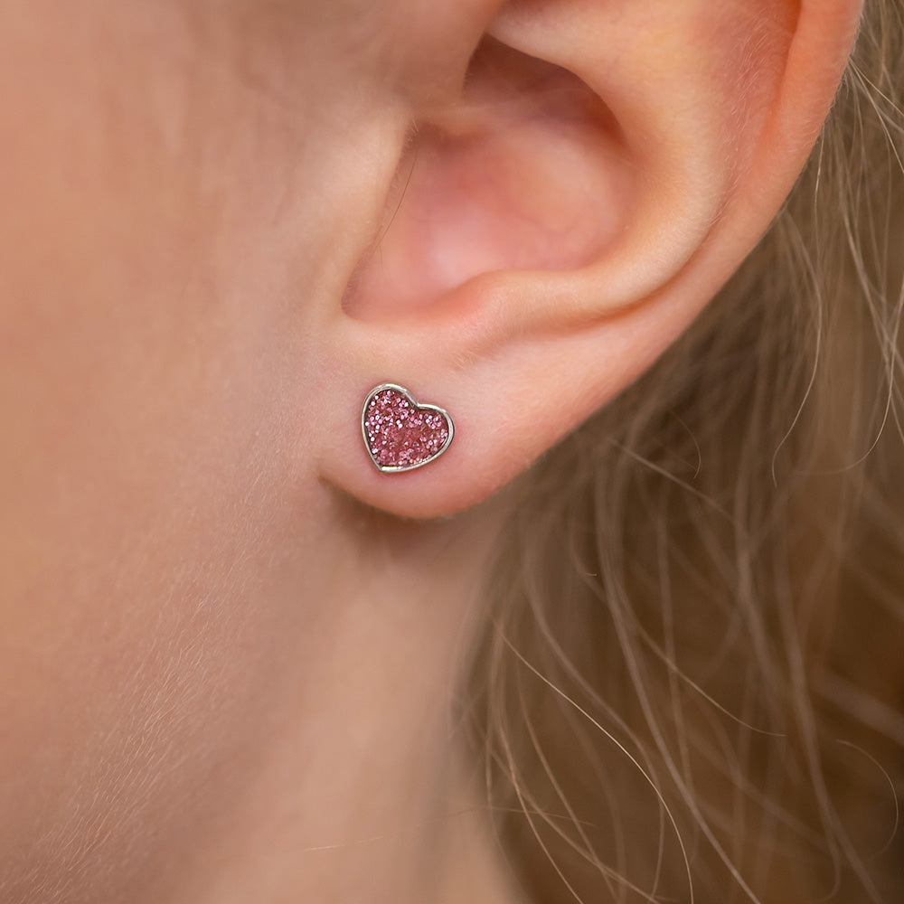 Engelsrufer Kinder orecchini cuore acciaio smalto rosa bambina