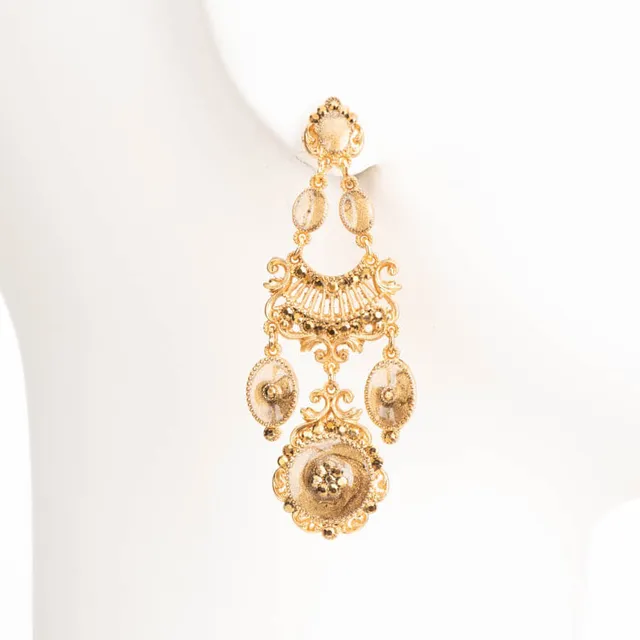 Chic Ad Hoc Orecchini Chandelier Vintage Oro Cristalli e Smalto
