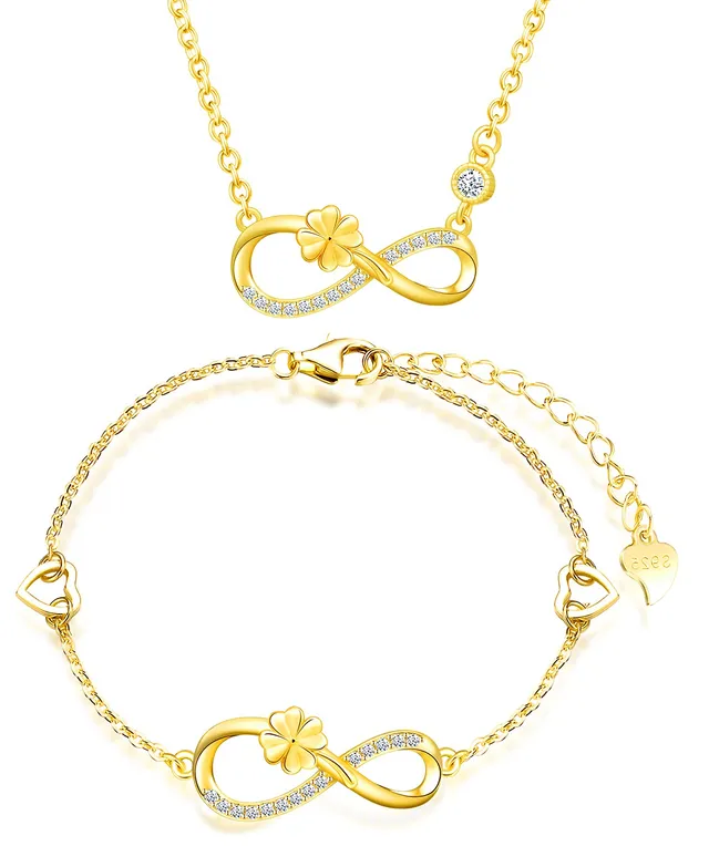 INFINIONLY Fashion Parure B Infinito Trifoglio Argento Oro