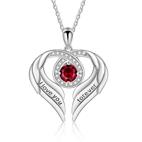Jessemade Ala collana argento 925 cuore Love You Forever