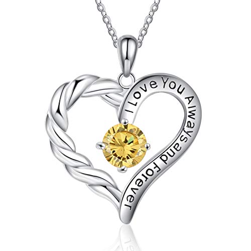 Jessemade Gioielli Collana Cuore Argento 925 Birthstone Mamma