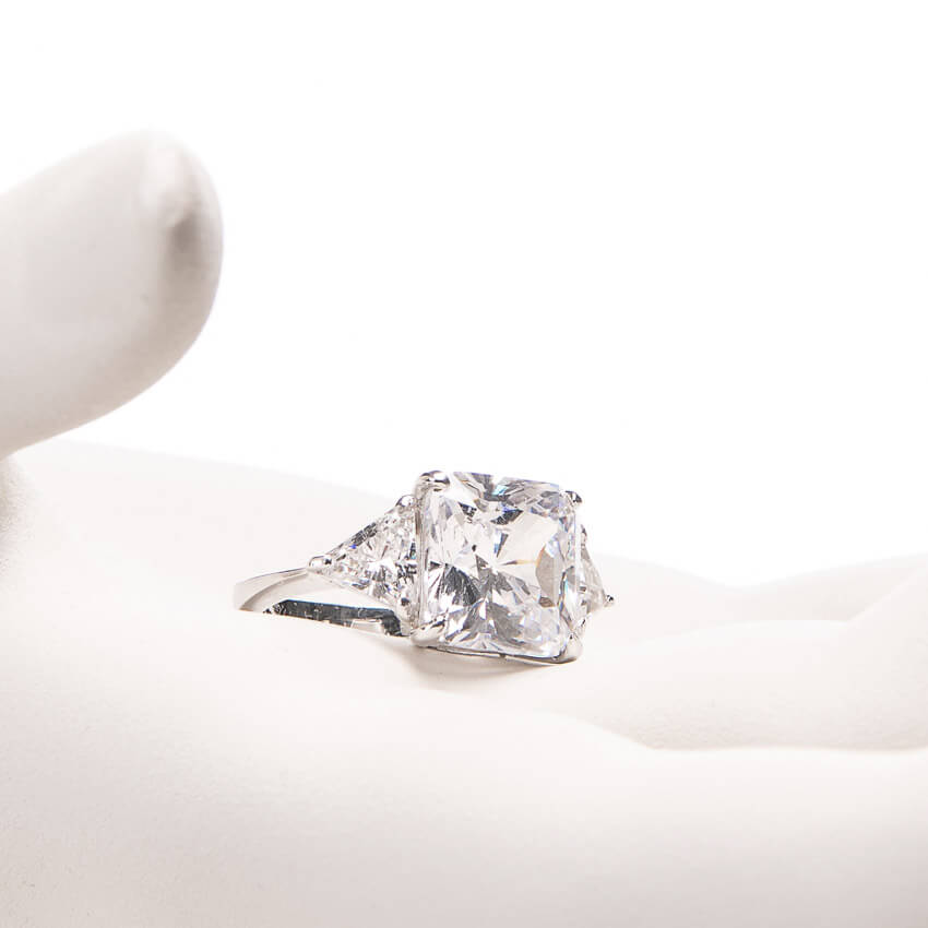 Chic Ad Hoc Anelli Solitario zircone quadrato anello argento donna