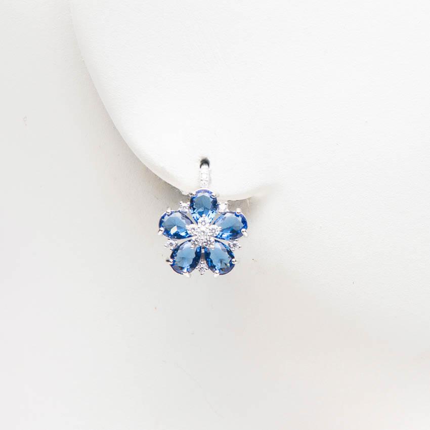 Chic Ad Hoc Orecchini monachella fiore zaffiro blu