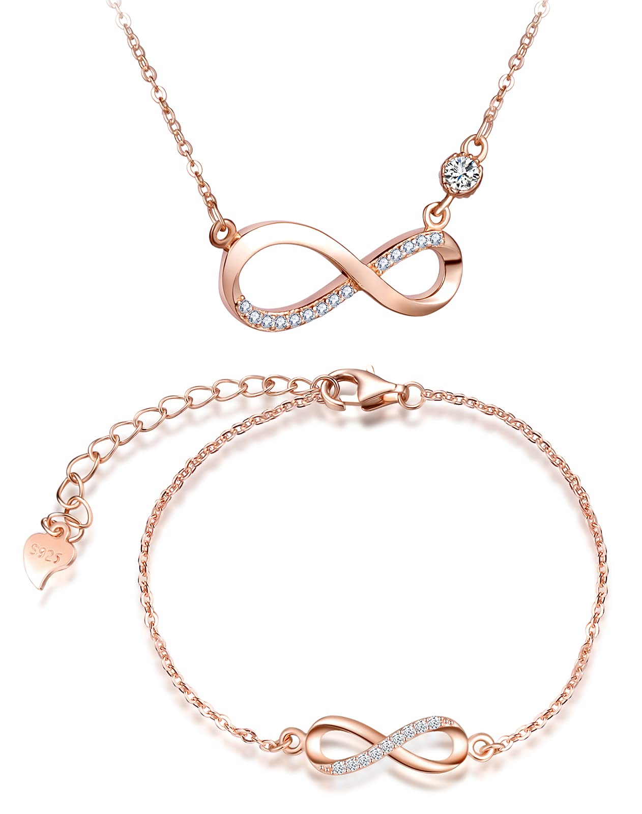 Infinionly Fashion A parure oro rosa infinito zirconi