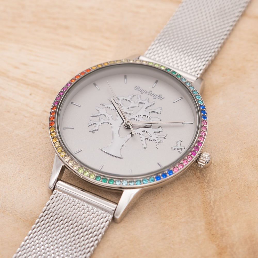 Engelsrufer Lebensbaum orologio acciaio zirconi multicolor