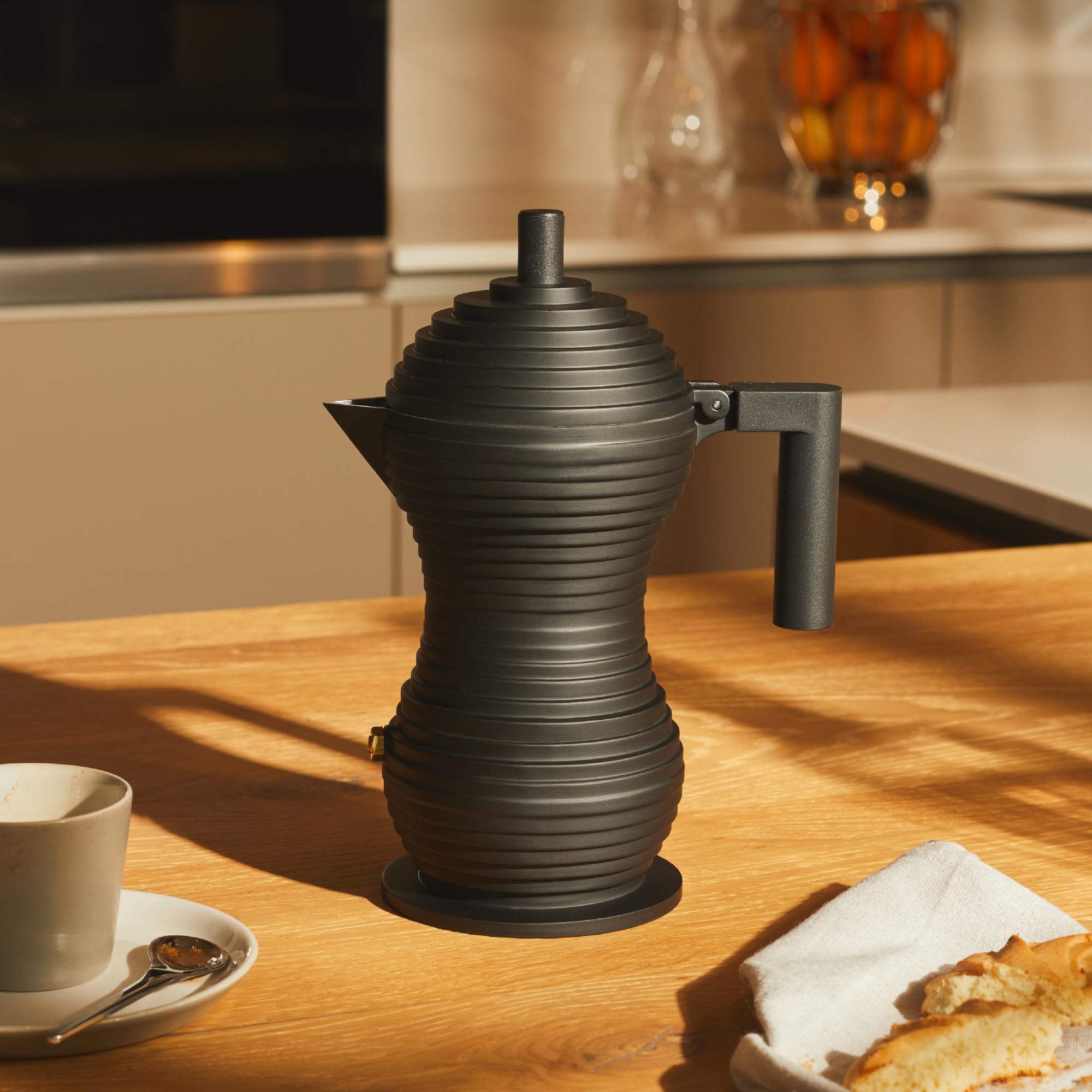 Alessi Pulcina MDL02/3 Moka Alluminio 3 Tazze Nera
