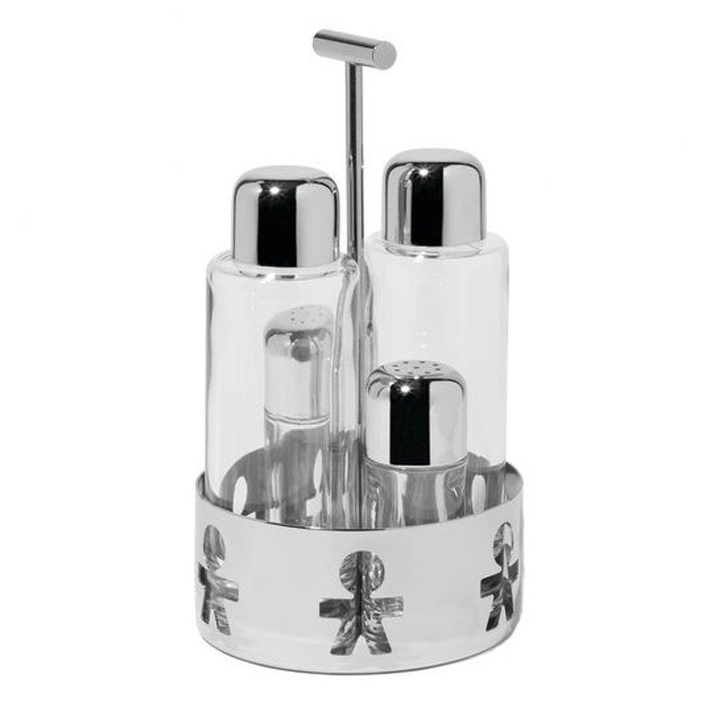 ALESSI Girotondo AKK73 Servizio Olio Aceto Sale Pepe Vetro