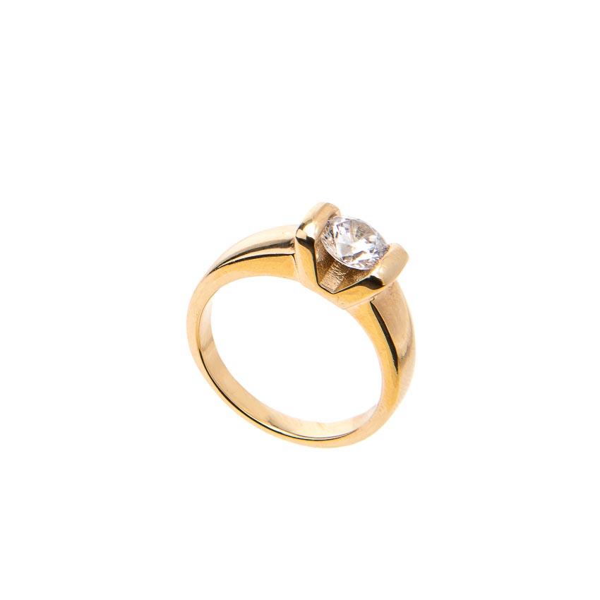 Chic Ad Hoc Anello Solitario Argento Placcato Donna