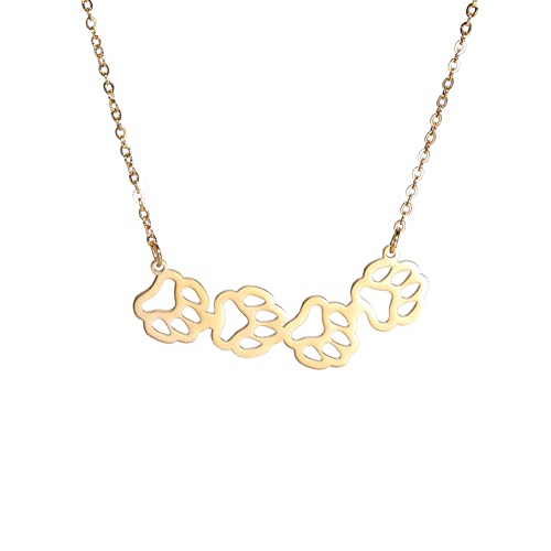 Eueavan Collana Zampa Cane Ciondolo 45+5 cm Argento