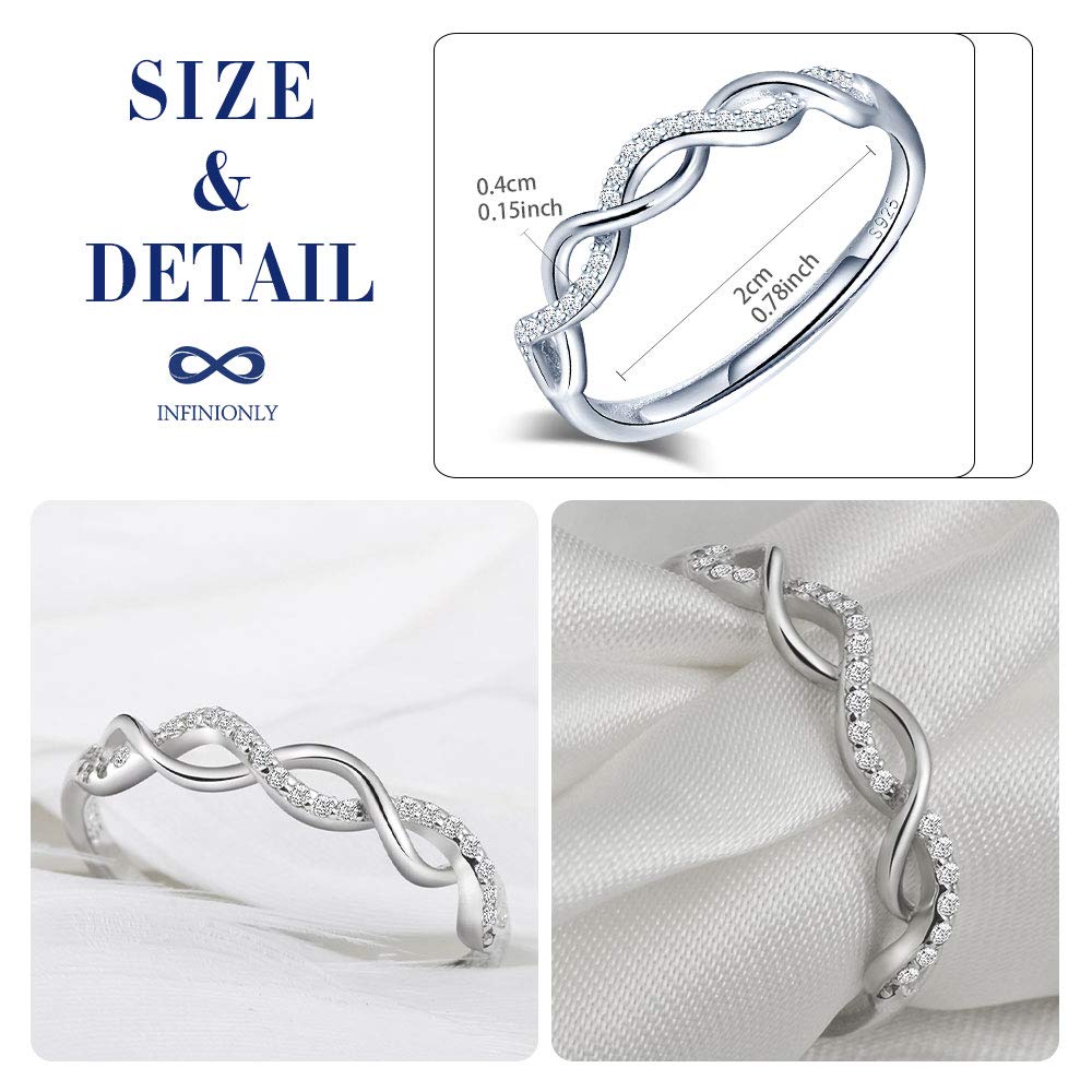 INFINIONLY Fashion Rings anello aperto argento 925 infinito regolabile