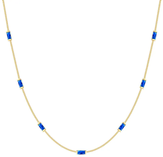 LOUISA SECRET collana argento 925 placcato oro 14k zirconi