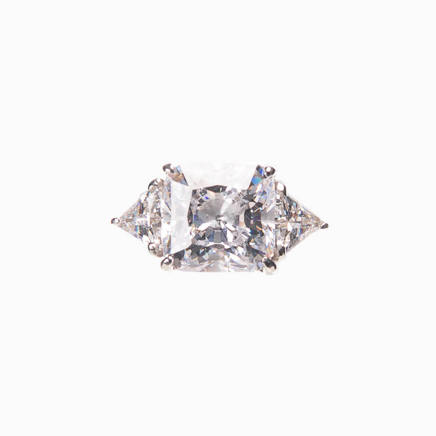 Chic Ad Hoc Anelli Solitario zircone quadrato anello argento donna