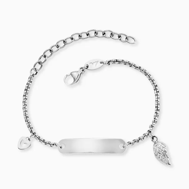 Engelsrufer Kinder Bracciale Acciaio Ali Argento Incisione