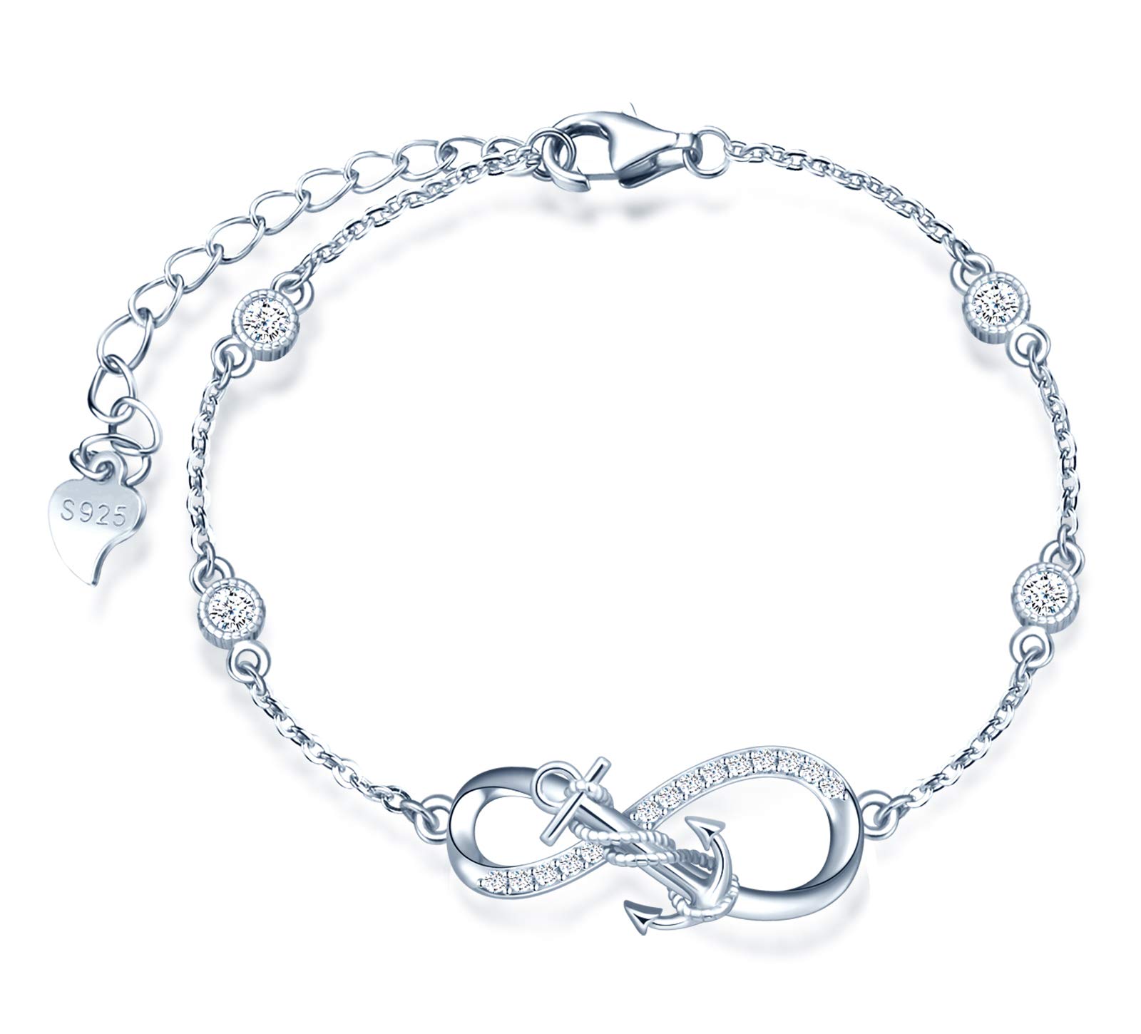 INFINIONLY Fashion Collana infinito ancora argento zirconio