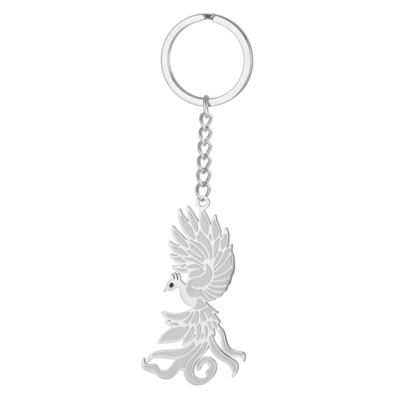 EUEAVAN Keyrings Portachiavi Fenice Argento Uccello Fuoco